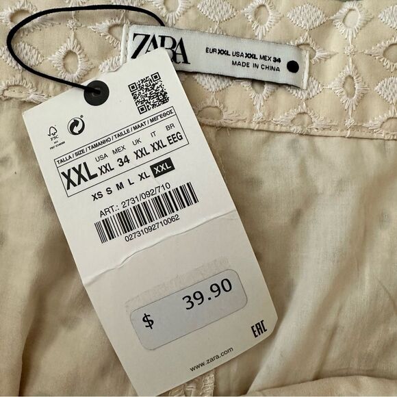 Zara Cream Eyelet Cotton Lace Shorts - Picture 3 of 9